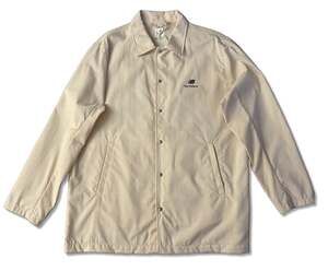 New Balance Jacket Men's Medium Coach Snap Front Beige Sand Made in USA DWR NWT